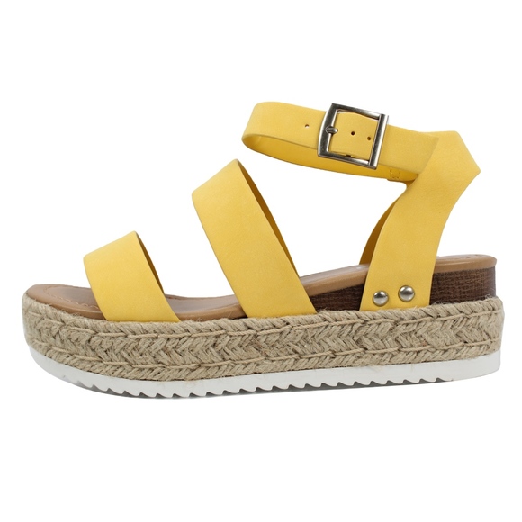 Shoes - Lemo Open Toe Strappy Ankle Strap Espadrille Wedge